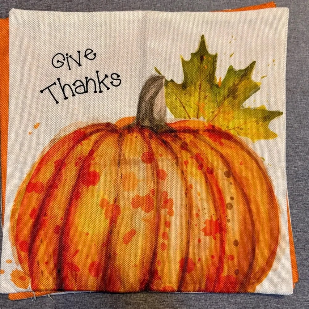Fall Pillow Covers 18x18 Set of 4 Gnome Pumpkin Thanksgiving Autumn